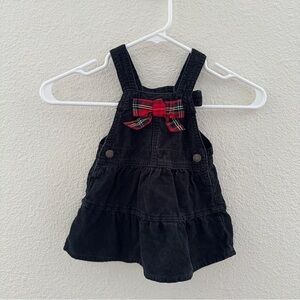 Vintage OshKosh Corduroy Infant‎ Dress - Plaid Bow Holiday - 12M